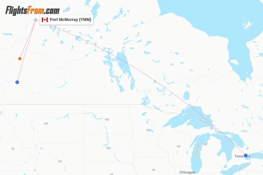 Fort McMurray flight map