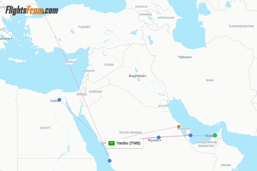 Yanbu flight map