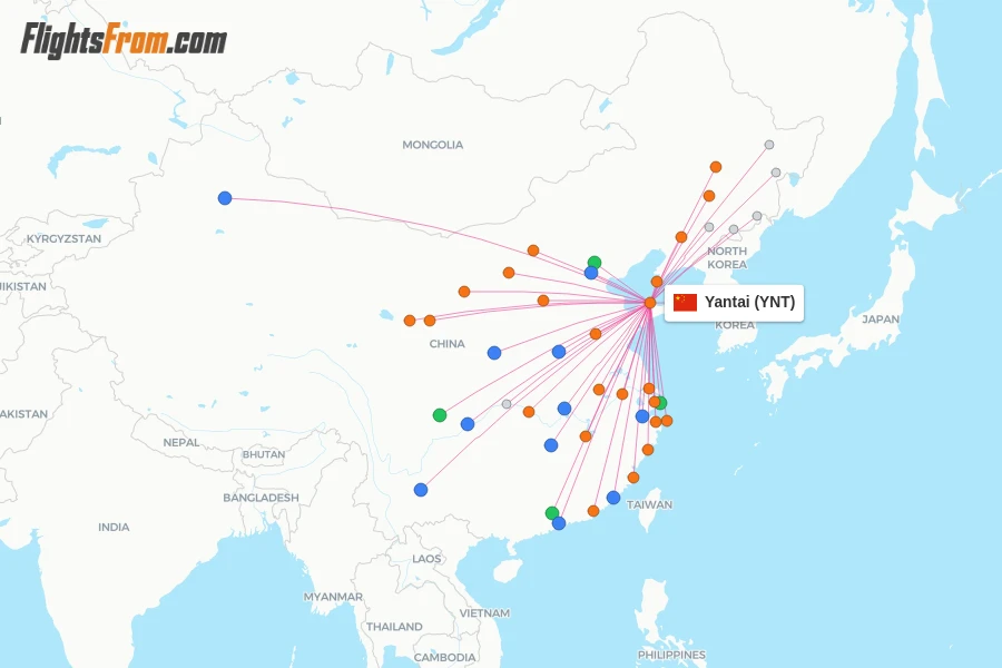 Yantai flight map