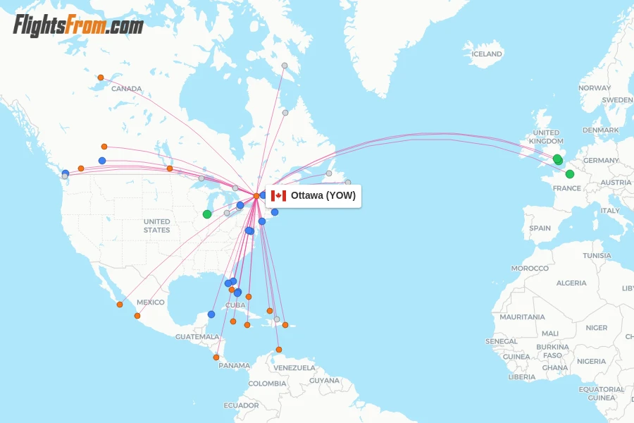 Ottawa flight map