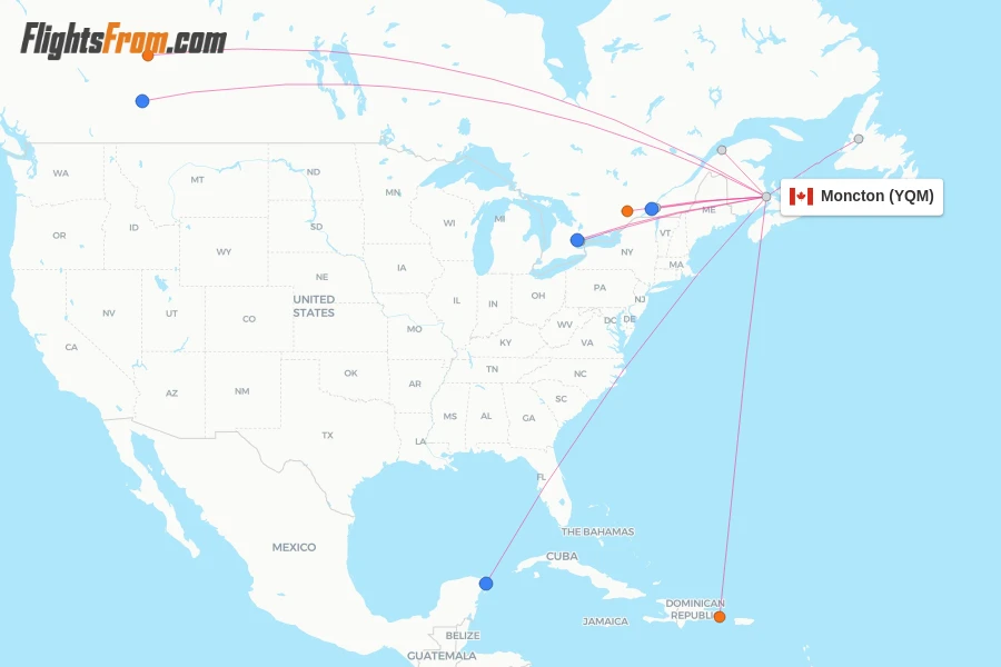 Moncton flight map
