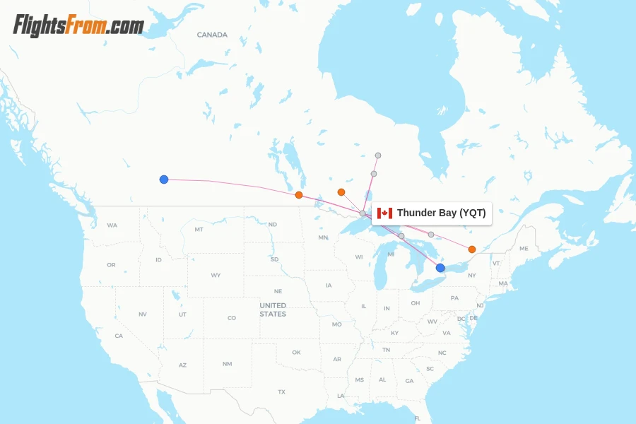 Thunder Bay flight map