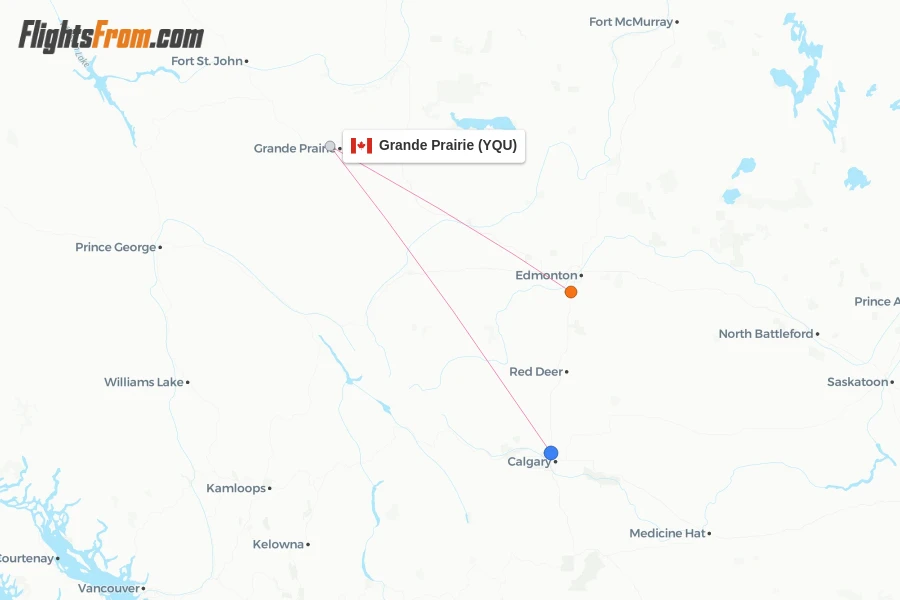 Grande Prairie flight map