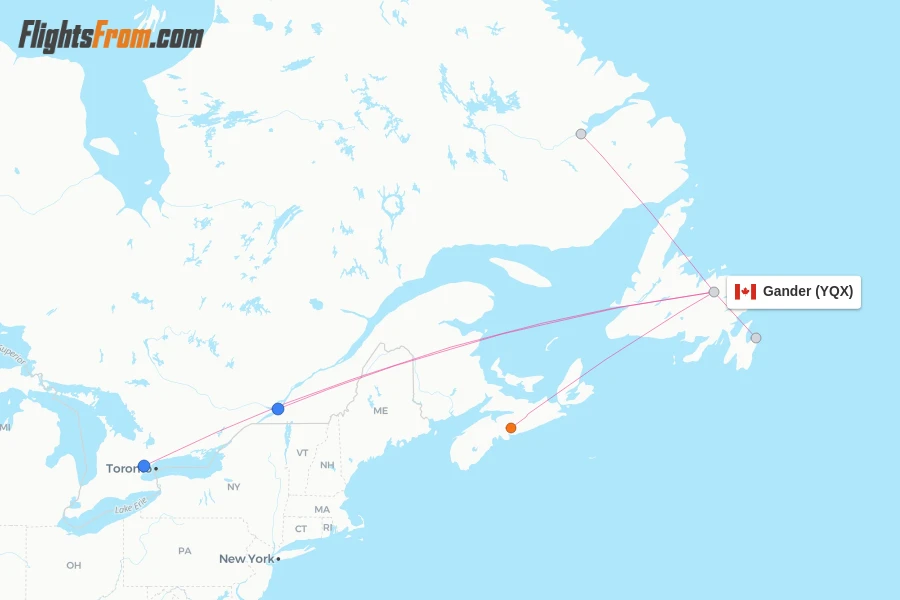 Gander flight map