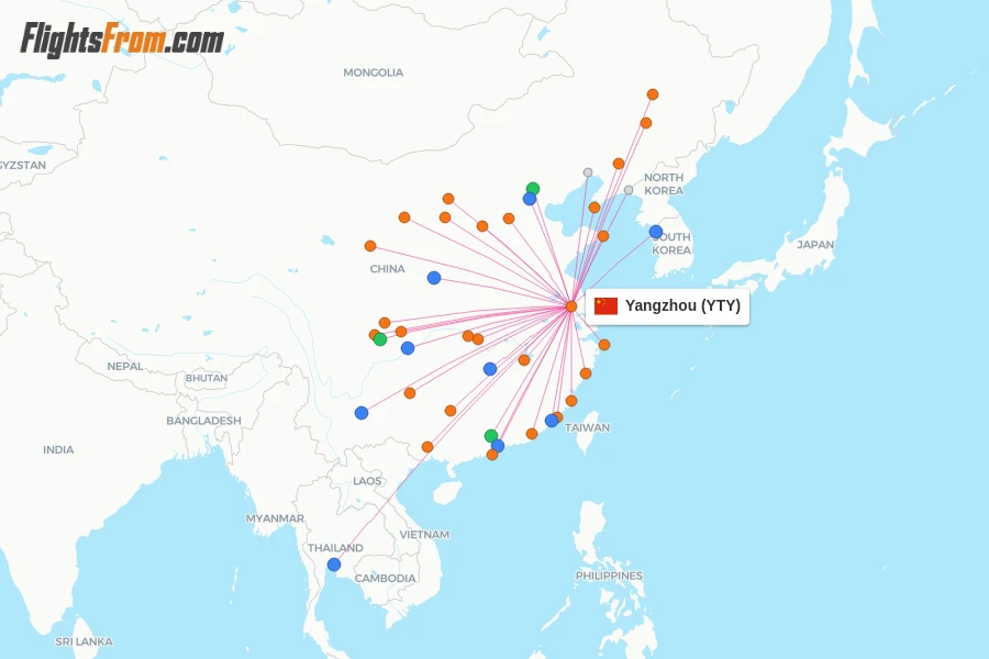 Yangzhou flight map
