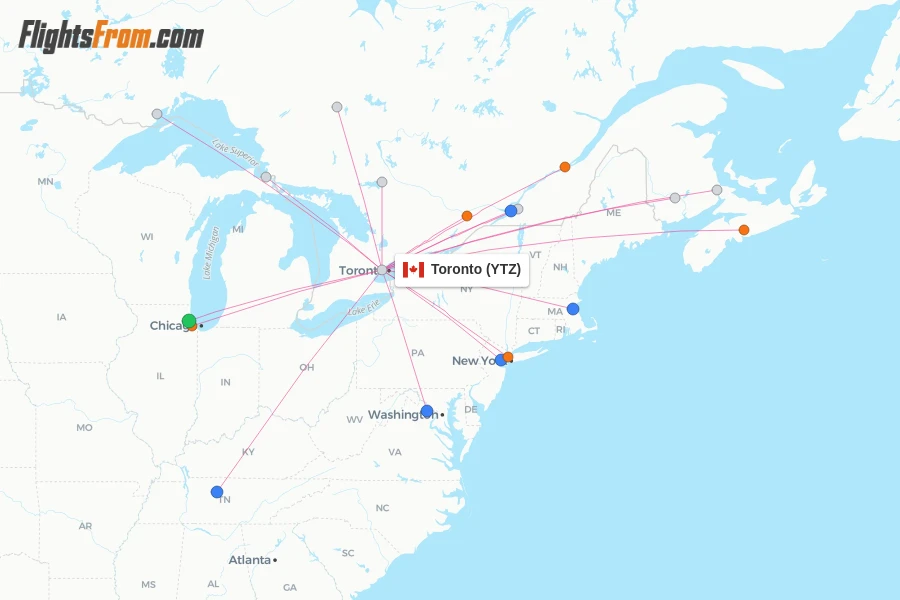 Toronto flight map