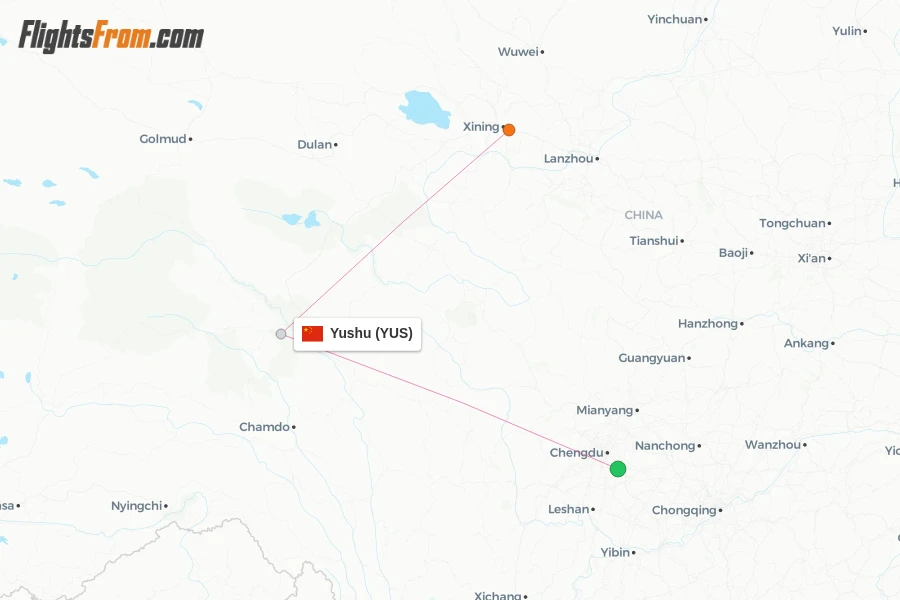 Yushu flight map