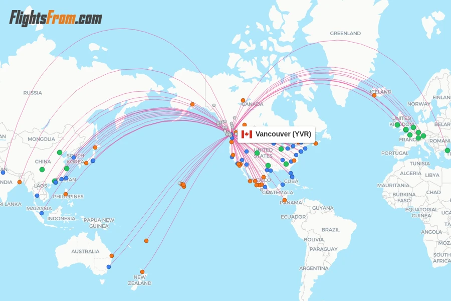 Vancouver flight map