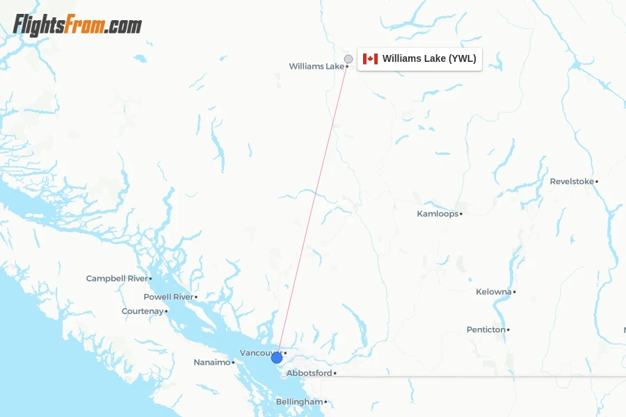 Williams Lake flight map