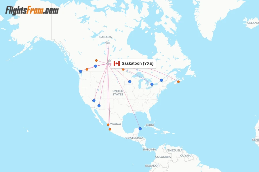 Saskatoon flight map