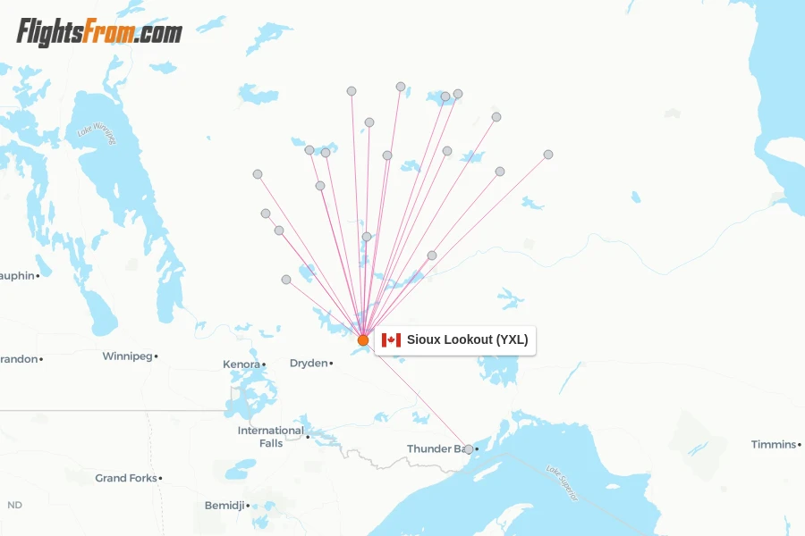 Sioux Lookout flight map