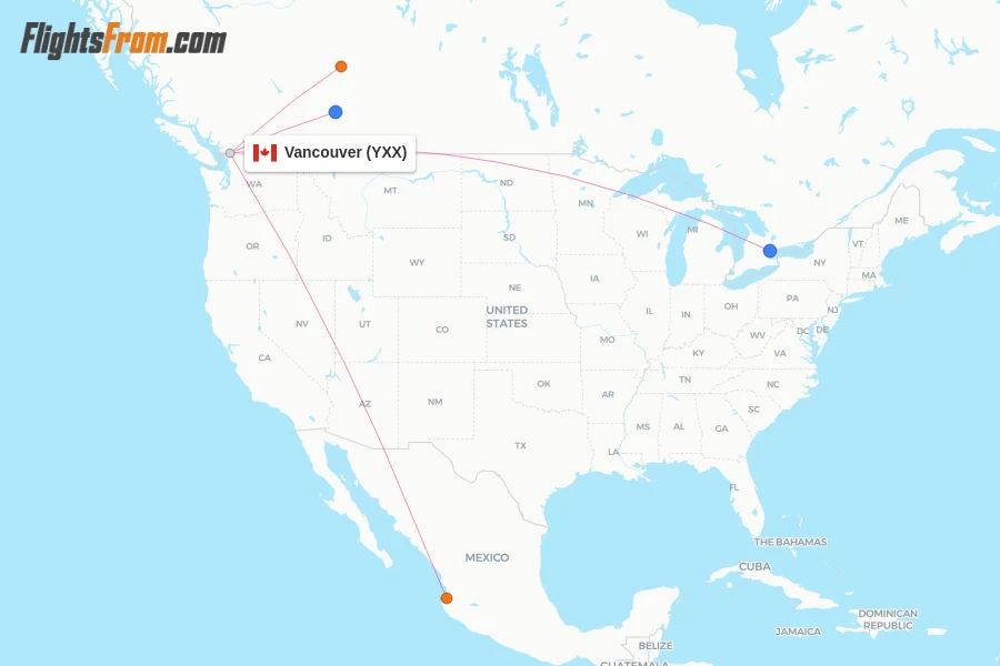 Vancouver flight map