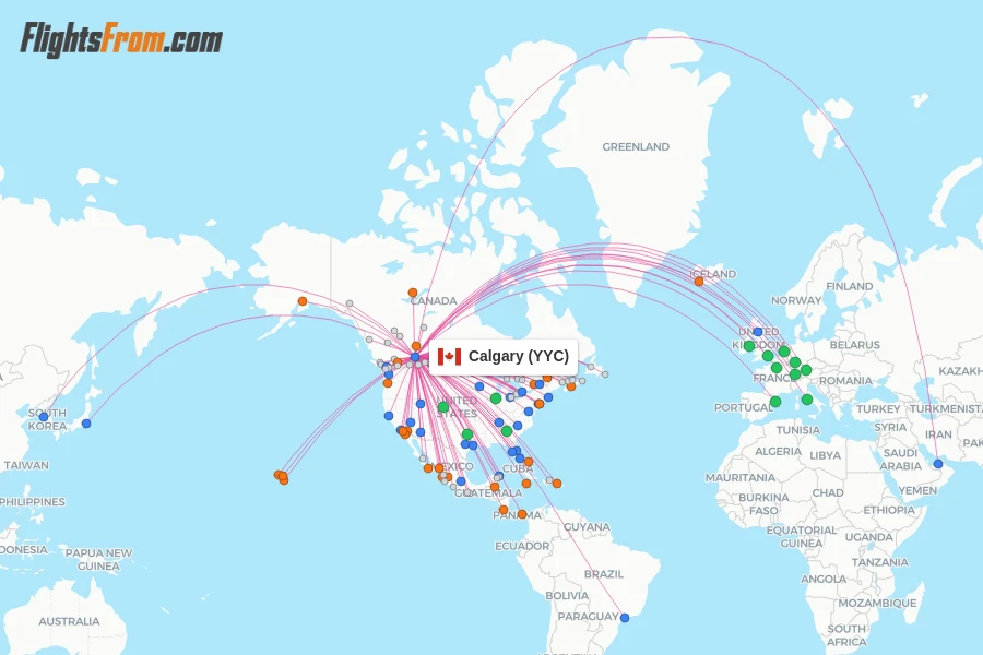 Calgary flight map
