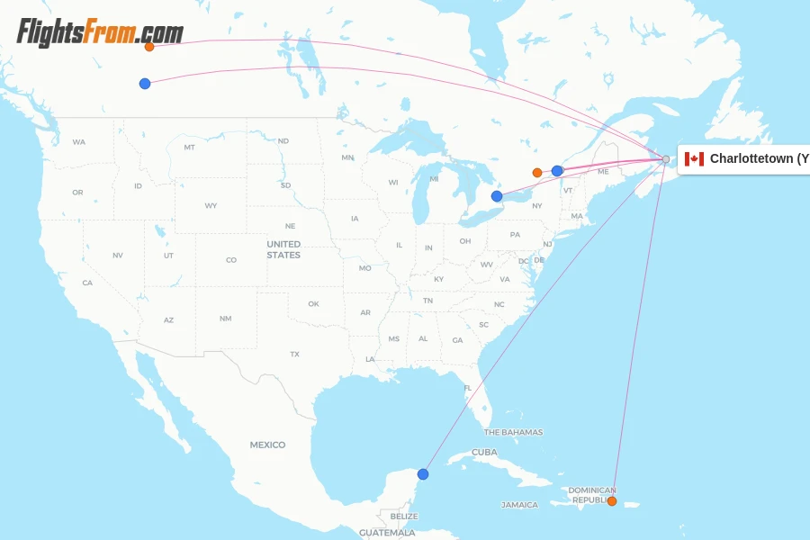 Charlottetown flight map