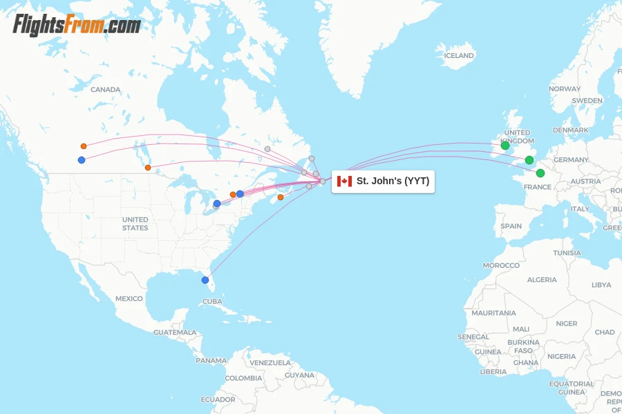 St. John's flight map