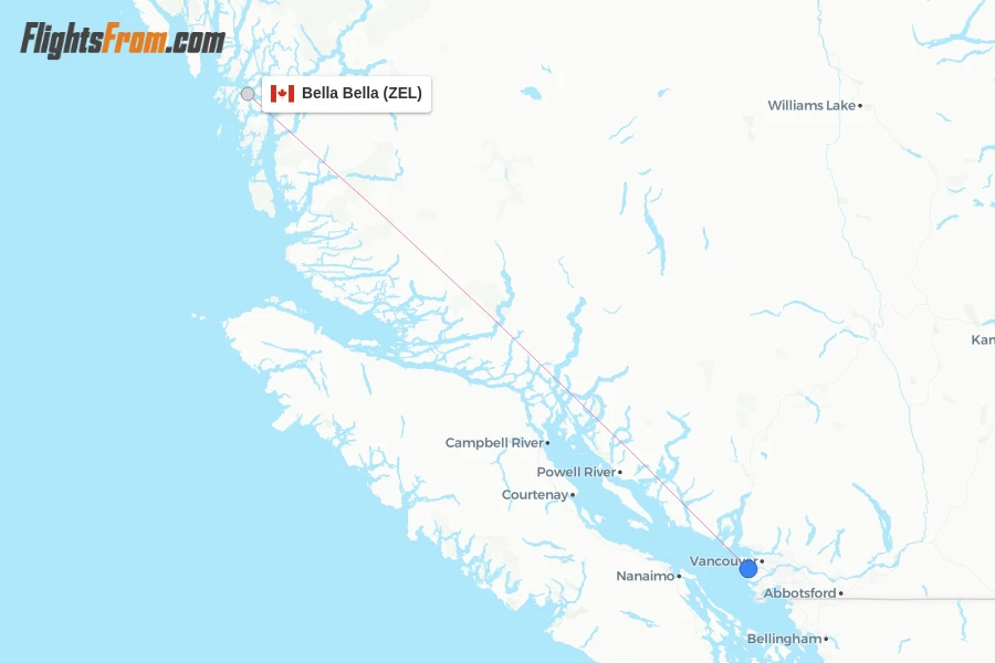 Bella Bella flight map