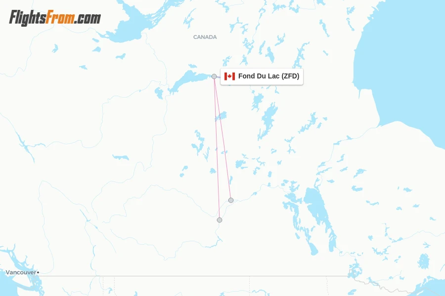 Fond Du Lac flight map