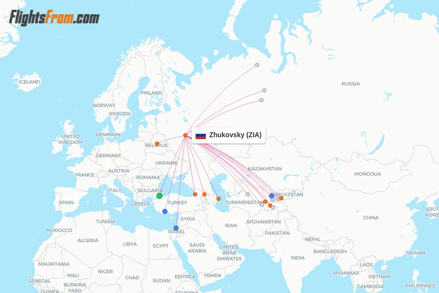 Zhukovsky flight map