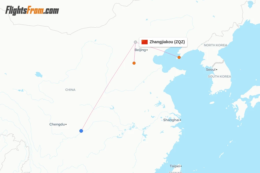 Zhangjiakou flight map