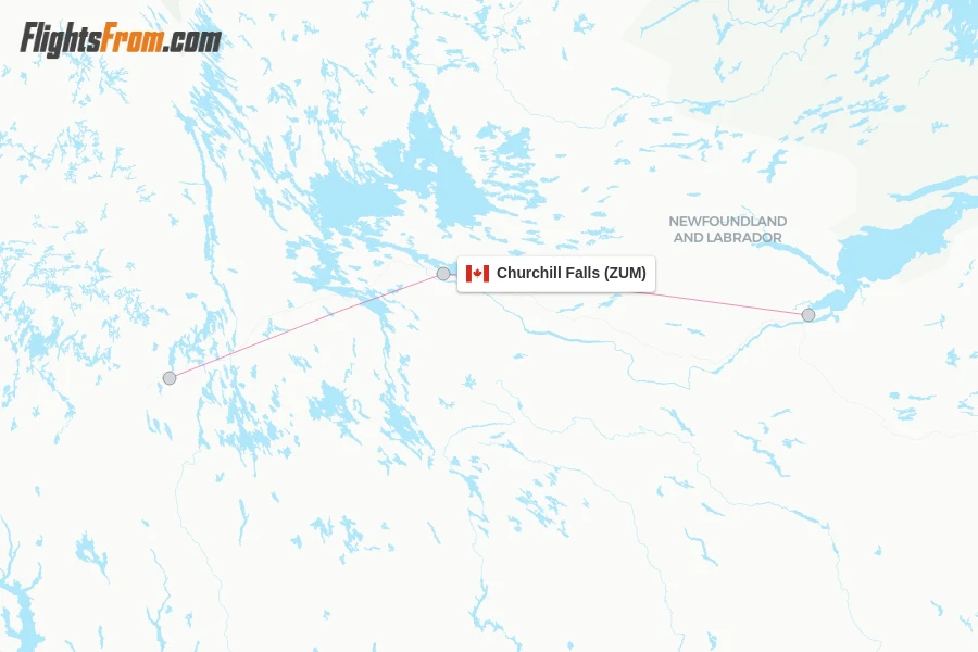 Churchill Falls flight map