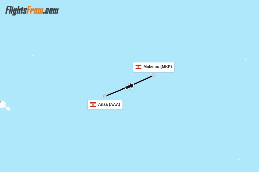 Flights from Anaa to Makemo route map