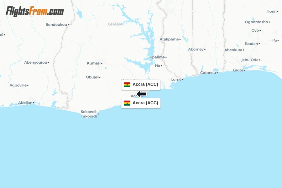 Flights from Accra to Accra route map