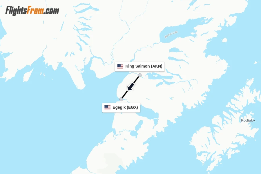 Flights from King Salmon to Egegik route map