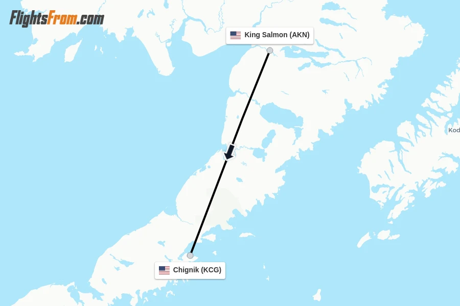 Flights from King Salmon to Chignik route map