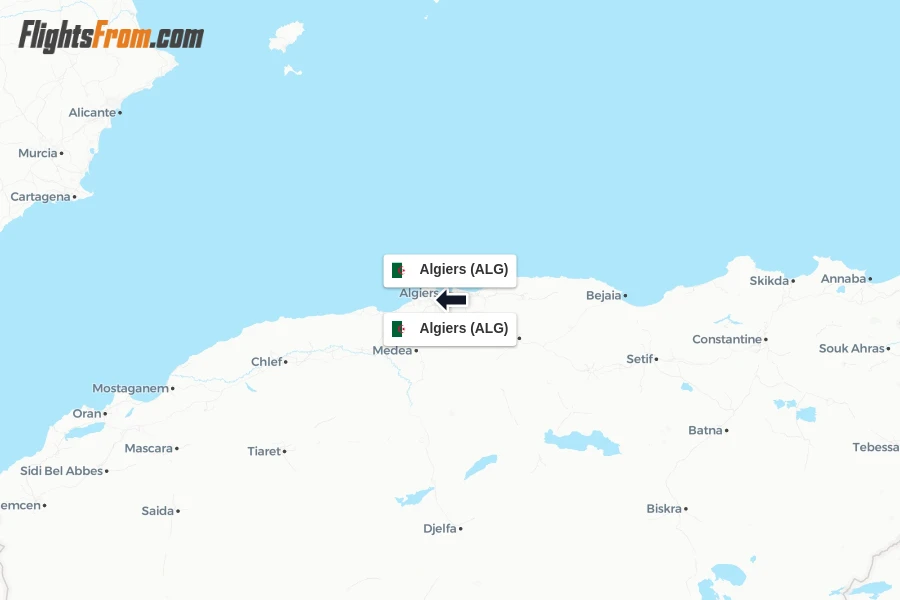 Flights from Algiers to Algiers route map