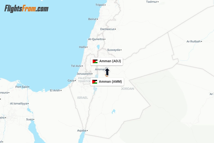 Flights from Amman to Amman route map