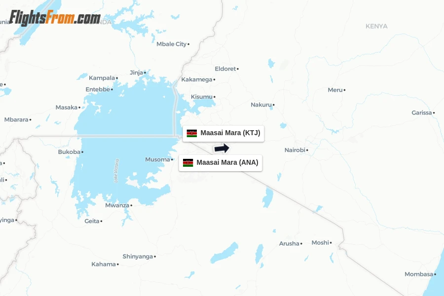 Flights from Maasai Mara to Maasai Mara route map