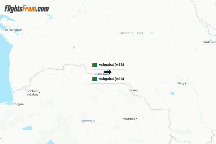 Flights from Ashgabat to Ashgabat route map