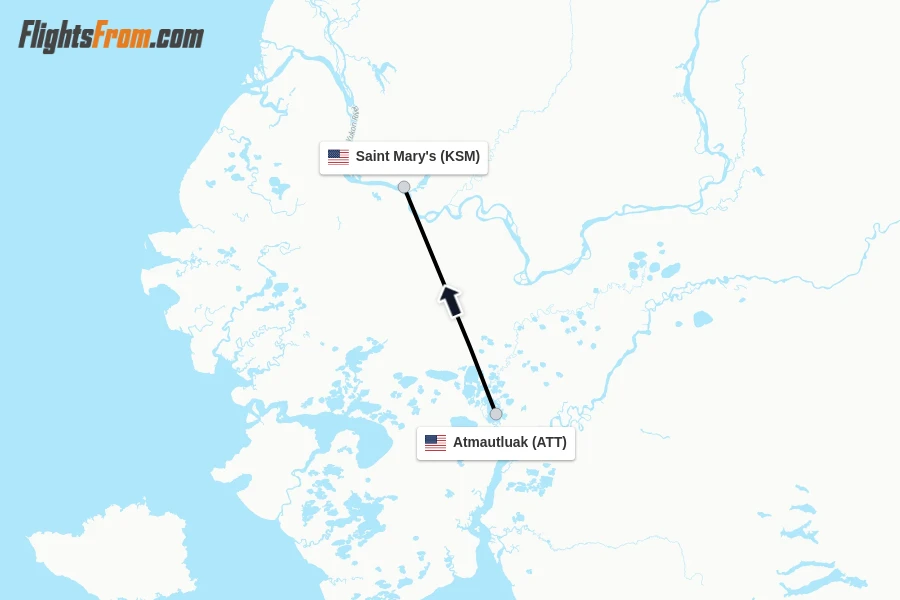 Flights from Atmautluak to Saint Mary's route map