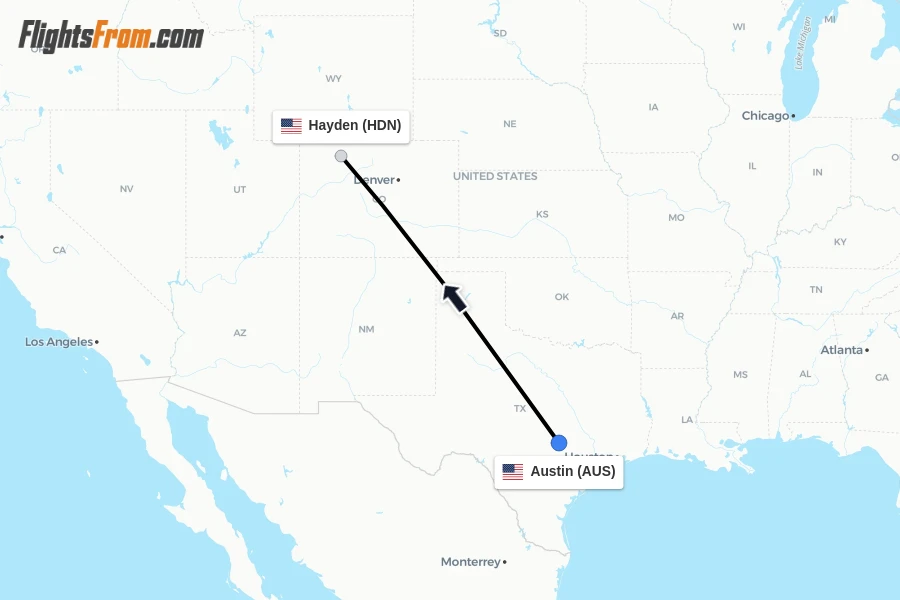 Flights from Austin to Hayden route map