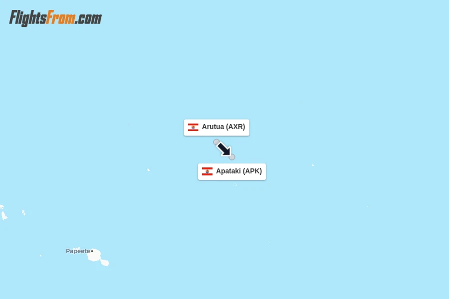 Flights from Arutua to Apataki route map