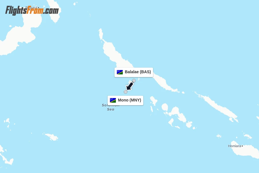 Flights from Balalae to Mono route map
