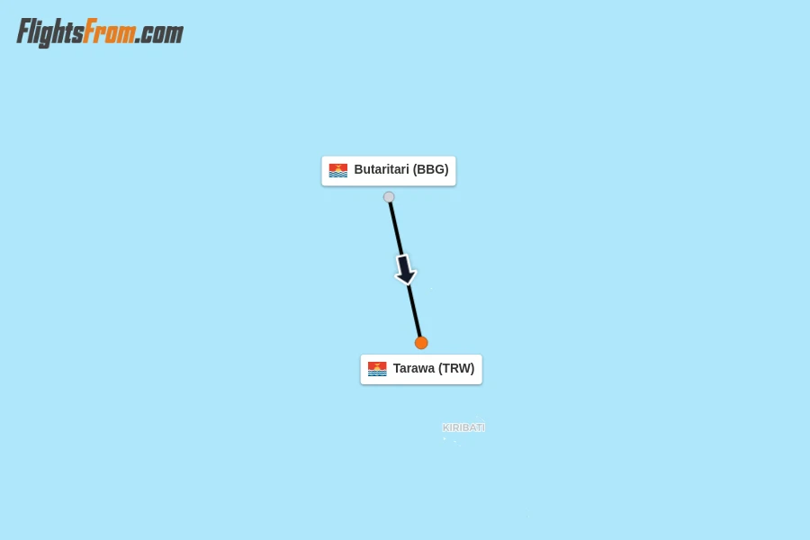 Flights from Butaritari to Tarawa route map
