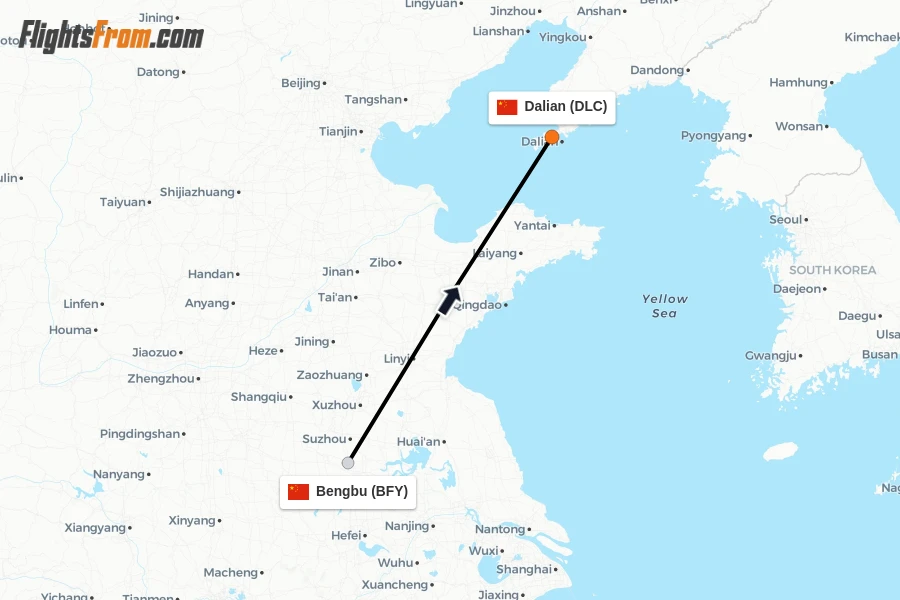 Direct (non-stop) flights from Bengbu to Dalian - schedules ...