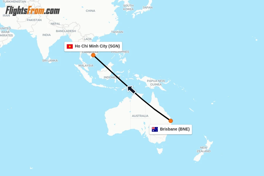Direct (non-stop) flights from Brisbane to Ho Chi Minh City - schedules ...