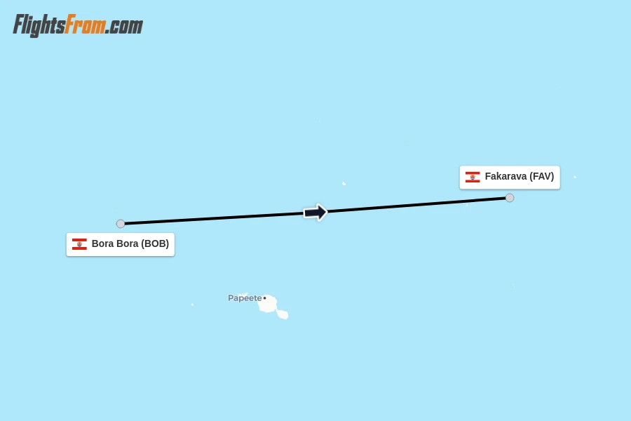 Flights from Bora Bora to Fakarava route map