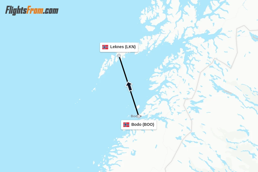 Flights from Bodo to Leknes route map