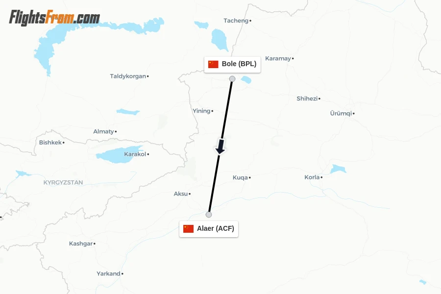 Flights from Bole to Alaer route map