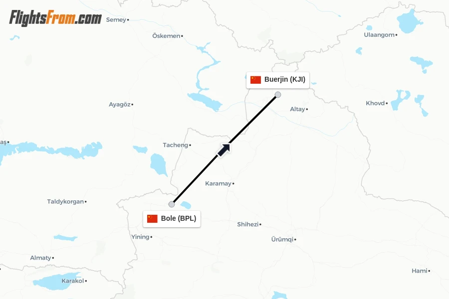 Flights from Bole to Buerjin route map