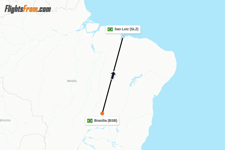 Flights from Brasilia to Sao Luiz route map