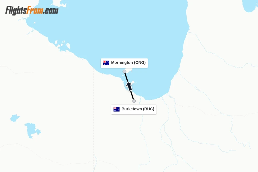 Flights from Burketown to Mornington route map