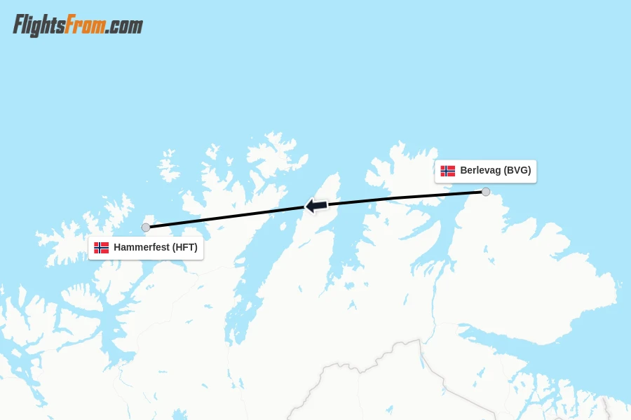 Flights from Berlevag to Hammerfest route map