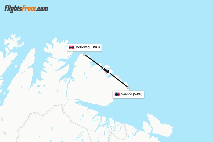 Flights from Berlevag to Vardoe route map