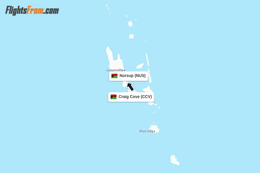 Flights from Craig Cove to Norsup route map
