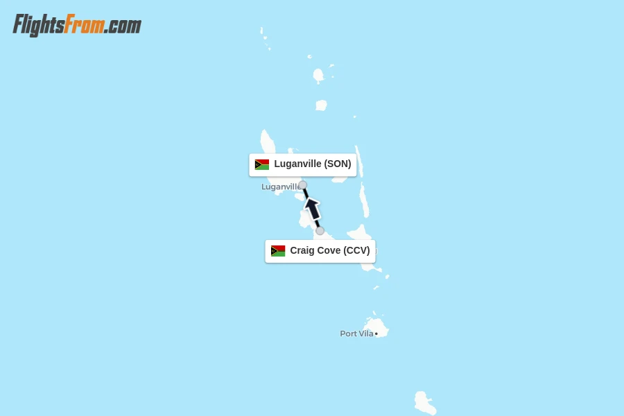 Flights from Craig Cove to Luganville route map