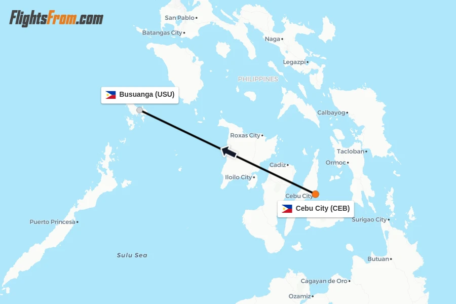 Flights from Cebu City to Busuanga route map